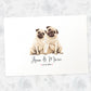 Two Pugs A3 Unframed Art Print Personalized With Names And Date For A Unique Valentines Gift