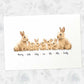 Printed A4 family of 7 bunny rabbits personalised with names for a special mothers day present