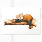 Red panda mother and baby nursery print
