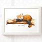 Framed red panda wall art print featuring mother and baby personalised with names for a unique baby shower gift