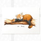 Red panda family portrait print featuring mother and baby personalised with names for a special new baby gift