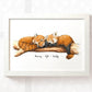 Framed red panda wall art print featuring mother father and baby personalised with names for a unique baby shower gift