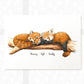 Red panda family portrait print featuring mum dad and baby personalised with names for a special new baby gift