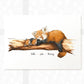 Red panda family portrait print featuring mother and two babies personalised with names for a special twin baby gift