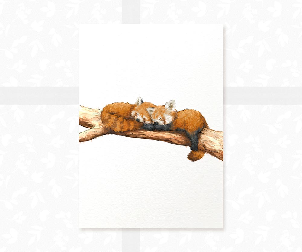 Red Pandas Animal Nursery Print for Twins