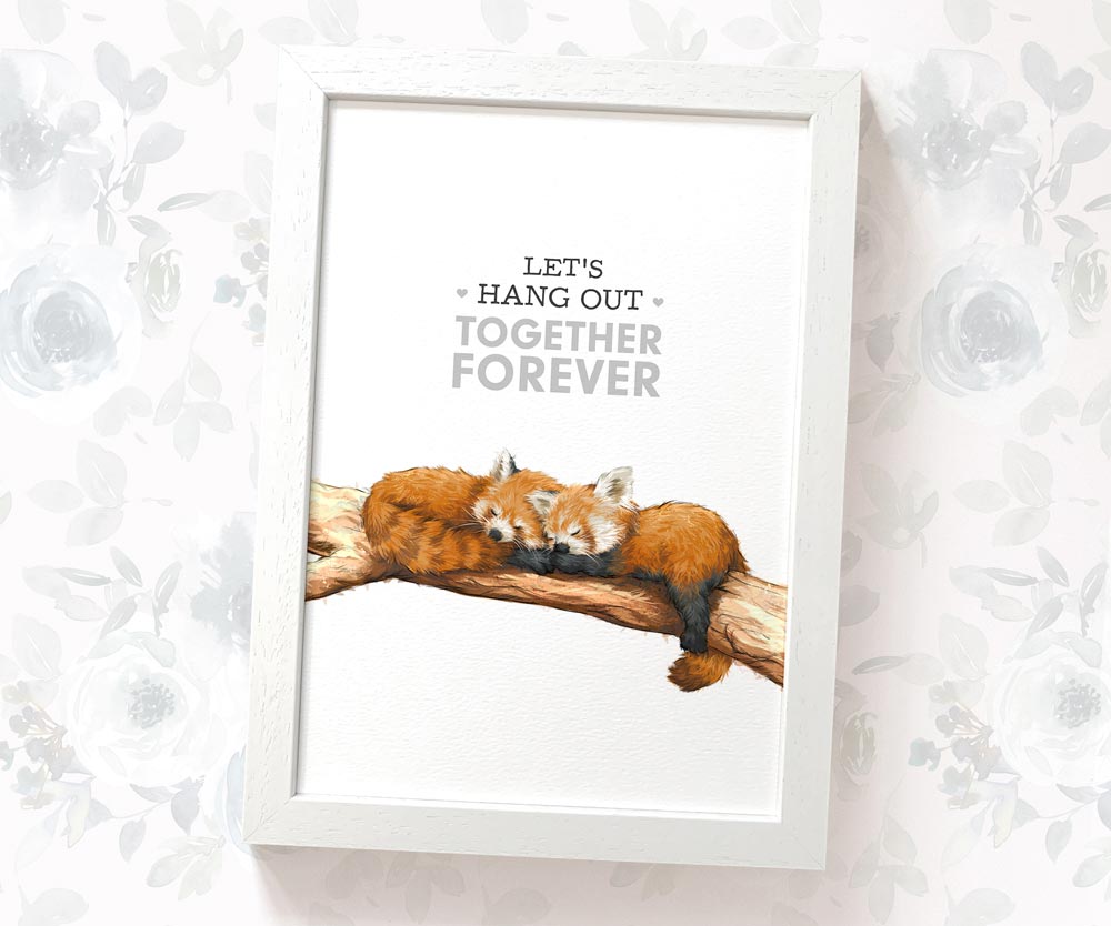 Red Panda Print "Let's Hang Out Together Forever"