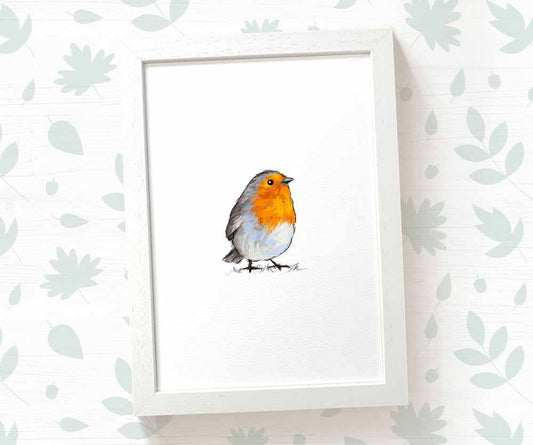 Robin Woodland Bird Nursery Print