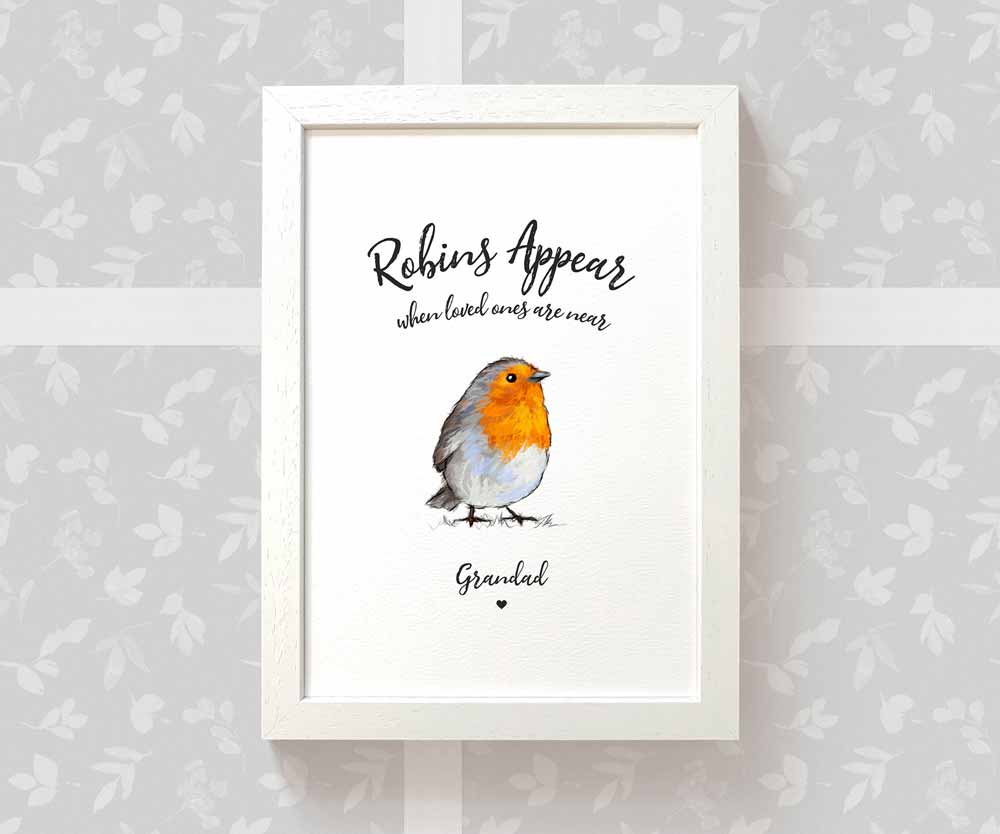 Bird Memorial Name Personalised Parent Loss Gift Prints Robins Appear Wall Art Custom Remembrance Mother Father