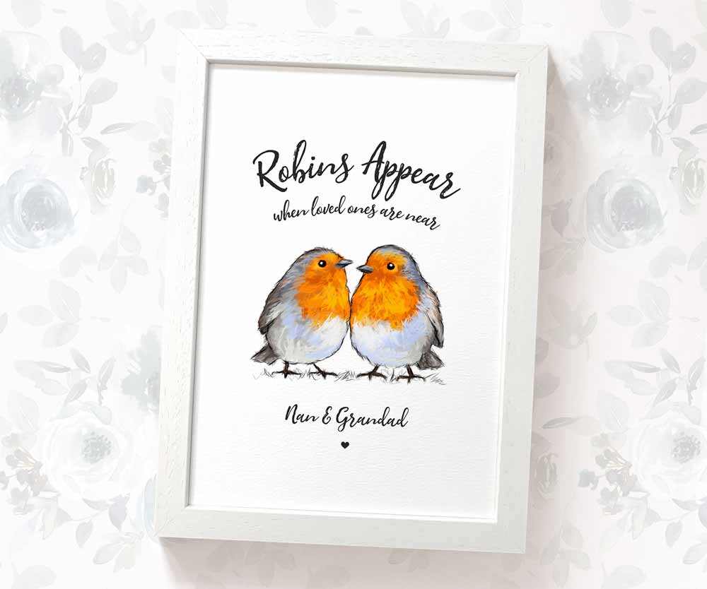 Bird Memorial Name Personalised Parent Loss Gift Prints Robins Appear Wall Art Custom Remembrance Mother Father