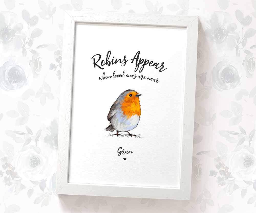 Bird Memorial Name Personalised Remembrance Memoriam Ideas Prints Robins Appear Wall Art Custom Sympathy Delivery UK