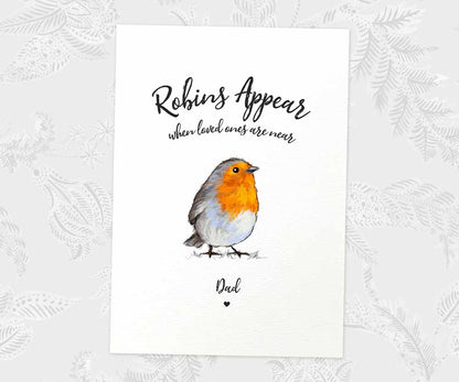 Bird Memorial Name Personalised Parent Loss Gift Prints Robins Appear Wall Art Custom Sympathy Grandma Grandad