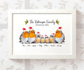 Christmas Family Portrait Personalised Name Gift Prints Robin Wall Art Custom