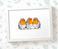 Robins Woodland Animal Nursery Print for Triplets