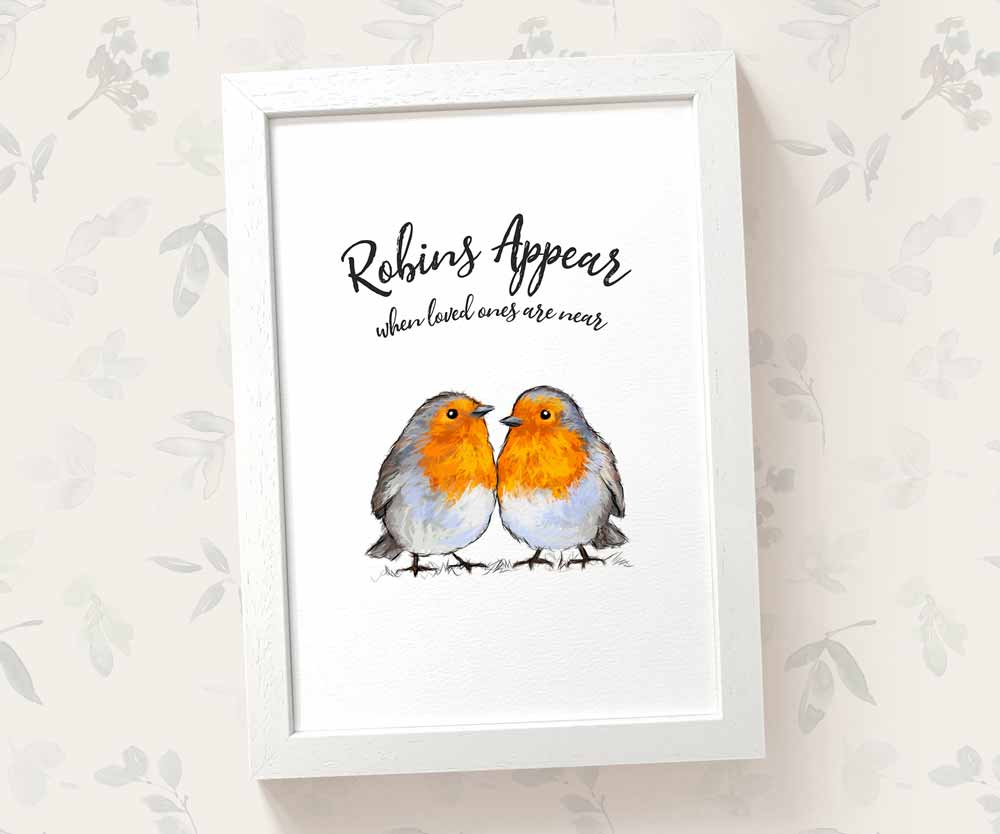 Bird Memorial Name Parent Loss Funeral Gift Prints Robins Appear Wall Art Handmade Remembrance Mother Father