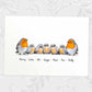 White framed A4 family portrait of 7 robins with personalised names for the perfect birthday gift for mum