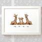 White framed A4 family portrait of 4 giraffes with personalised names for the perfect birthday gift for mum
