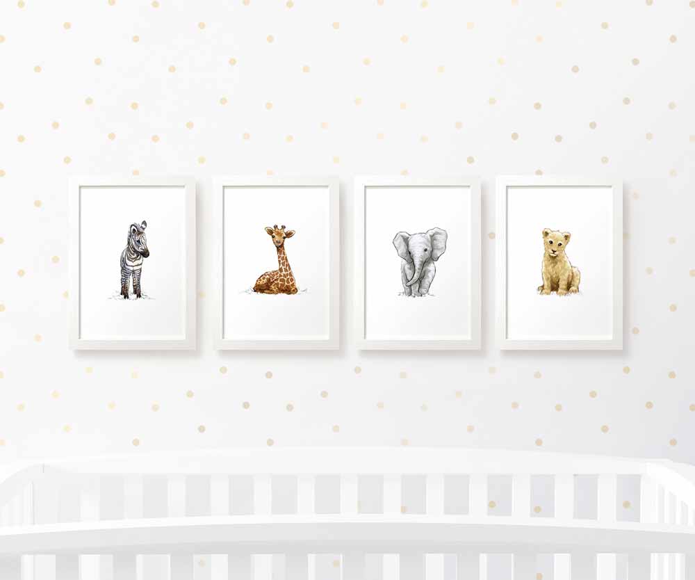 Safari Nursery Prints New Baby Shower Pregnancy Gift Boy Girl Animal Wall Art Set Newborn Playroom