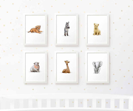 Safari Nursery Prints New Baby Shower Gift Boy Girl Animal Wall Art Set Playroom Decor UK