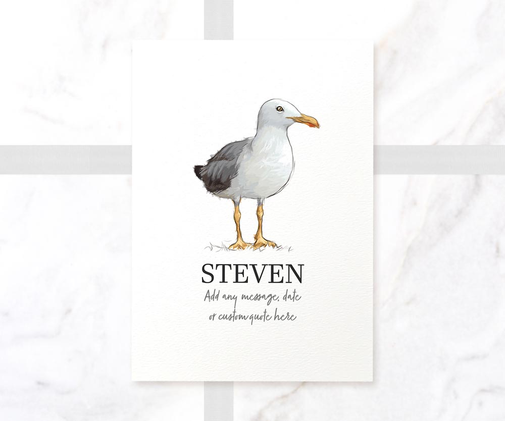Seagull Personalised New Pet Portrait Memorial Loss First Birthday Christmas Gift Custom Nautical Decor Poster Print
