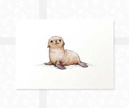 Seal Pup Ocean Nursery Wall Art | Children's Art Print