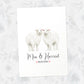 Anniversary Personalised Wedding Name Gift Animal Prints Wall Art Custom Newlywed Bride White Wood Frame UK