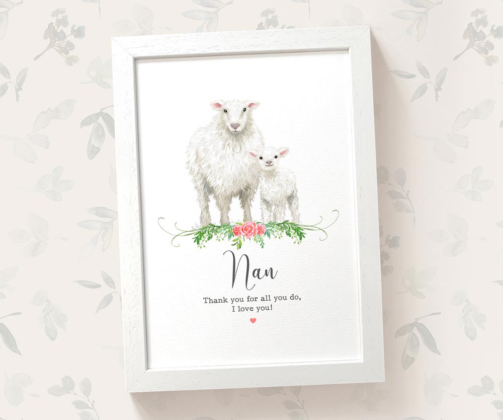 Thank You Personalised Name Gift Animal Prints Sheep Wall Art Custom Fathers Day Dad Grandad Present