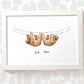 Sloth couple framed print with personalised names beneath for the best husband or wife gift