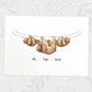 Sloth A3 family print featuring dad and 2 children personalised with names for the best fathers day gift