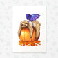 Sloth Halloween Decoration Pumpkin Wall Art Autumn Print Party Decor Ideas Vampire Costume Cute Creepy Poster