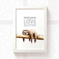 Sloth on Branch Poster "Keep calm and love sloths"