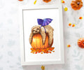 Sloth Pumpkin Halloween Print