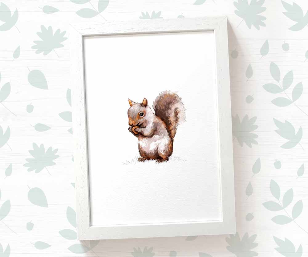 Squirrel Woodland Nursery Art Print | Children's Wall Art