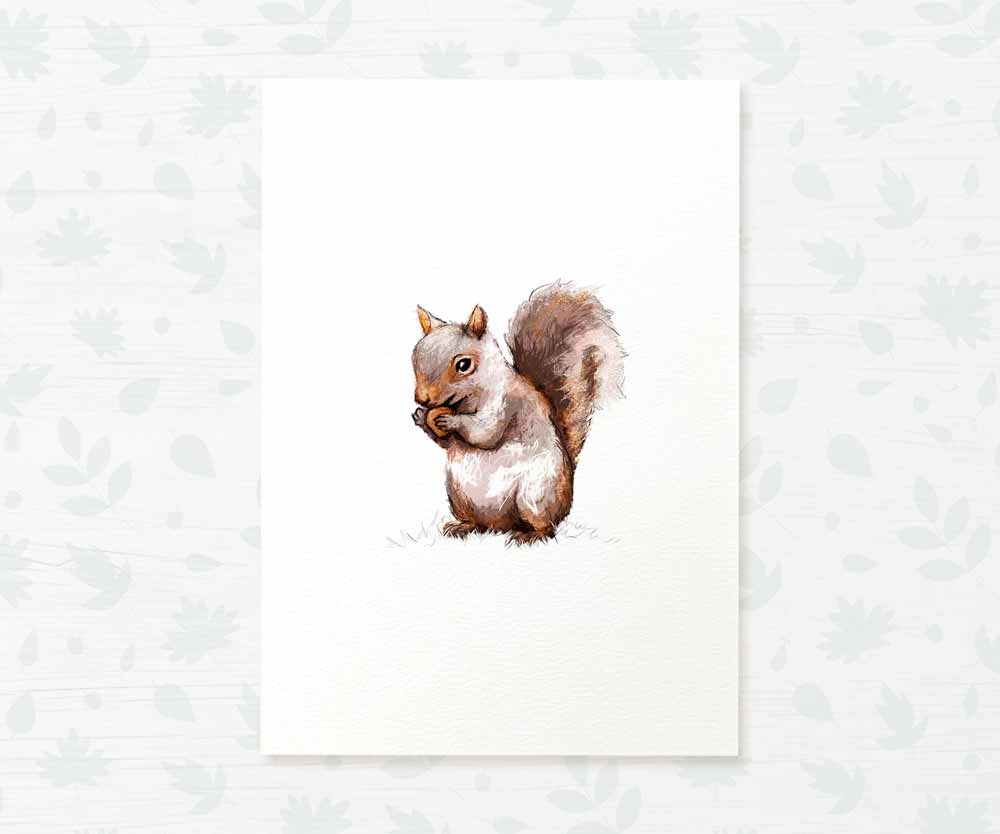 Woodland Nursery Prints New Baby Shower Gift Boy Girl Squirrel Animal Wall Art Set Playroom Decor