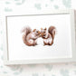 Twin Squirrels Nursery Art Print | Children's Wall Art