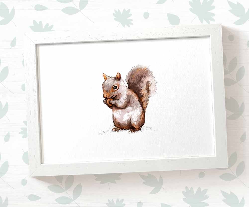 Squirrel Woodland Nursery Art Print | Children's Wall Art