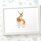 A4 framed deer family print featuring mum and baby with names for the best mothers day gift