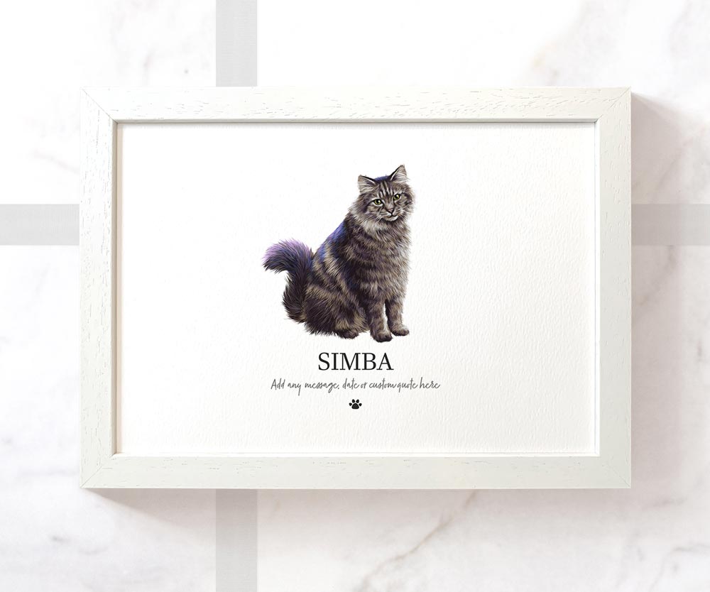Tabby Cat Kitten Pet Portrait Memorial Loss Christmas Gift Name Sign Personalised Birthday Wall Art Print