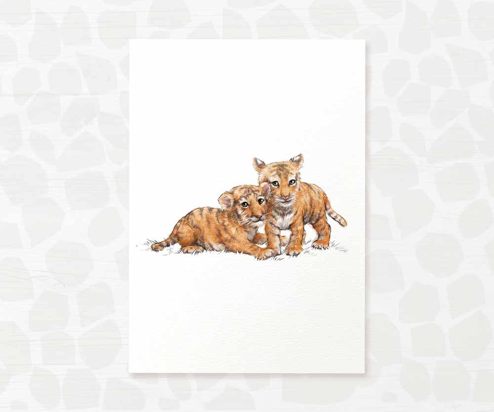 Twin Baby Shower Gift Safari Jungle Nursery Decor Animal Wall Art Tiger Print Newborn Boy Girl
