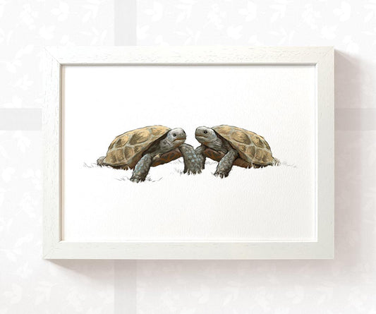 Tortoise Animal Nursery Print for Twins