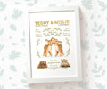 Woodland Animals Twin Baby Birth Record Print