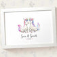 Personalized Unicorn Couple A4 Framed Print Featuring Newlywed Names And Date For A Unique Wedding Gift