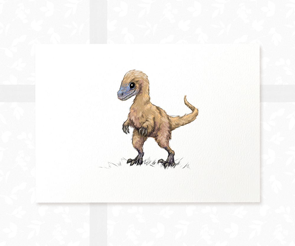 Dinosaur Nursery Prints New Baby Shower Gift Boy Girl Velociraptor Childrens Wall Art Set Playroom Decor