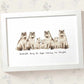Wolf family portrait featuring grandma and grandad with grandchildren and personalised names for the best grandparent gift