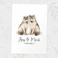 Two Wolves A4 Unframed Print Customized With Names And Date For A Thoughtful Valentines Day Gift