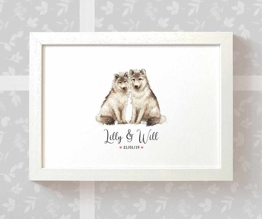 Personalized Wolf Couple A3 Framed Print Featuring Names And Date For A Memorable 50th Anniversary Gift For Parents