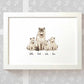 Framed wolf family portrait personalised with names frame for a thoughful gift for dad