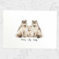 Printed A4 family of wolves personalised with names for a special mothers day present