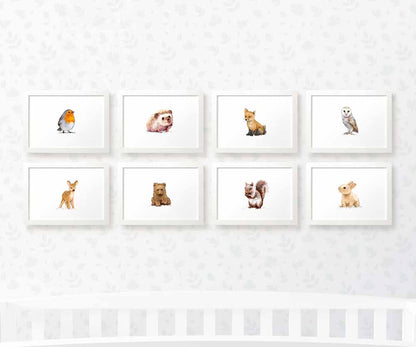 Woodland Nursery Prints New Baby Shower Pregnancy Gift Boy Girl Animal Wall Art Set Newborn Playroom