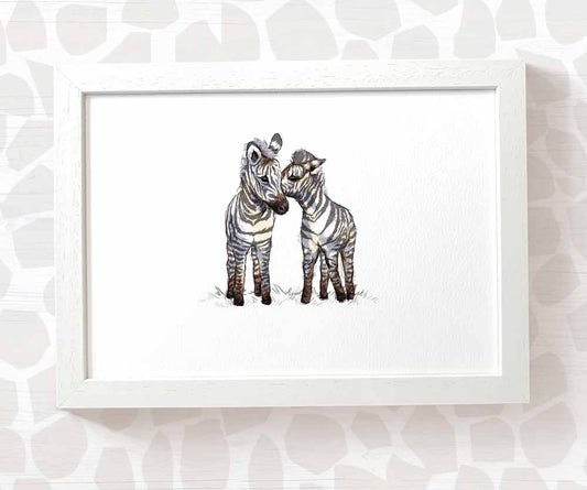 Twin Baby Gift Safari Nursery Decor Childrens Animal Wall Art Zebra Print Playroom Newborn First Birthday