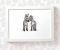 Zebras Safari Animal Nursery Print for Twins